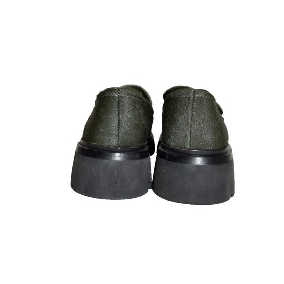 $380 VINCE Robin Lug Loafer CHUNKY SQUARE TOE PONY HAIR DARK OLIVE 8.5 (MF5)